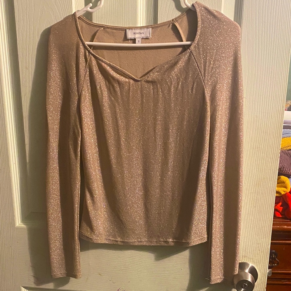 RIHOAS Gold Sparkle Blouse
